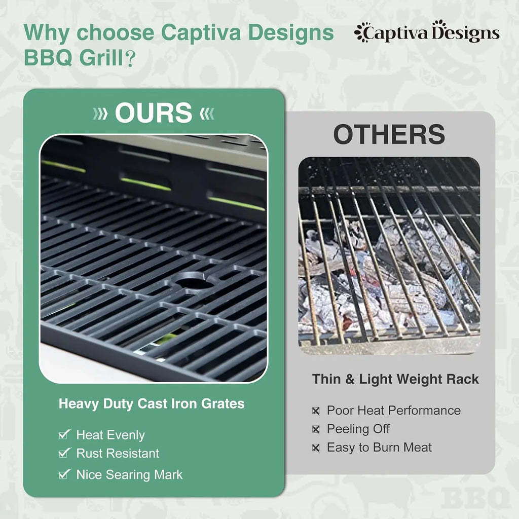 Captiva Designs 4-Burner Propane Gas Grill With Side Burner, 42,000 BTU, Silver - GR001