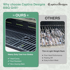 Captiva Designs 4-Burner Propane Gas Grill With Side Burner, 42,000 BTU, Silver - GR001