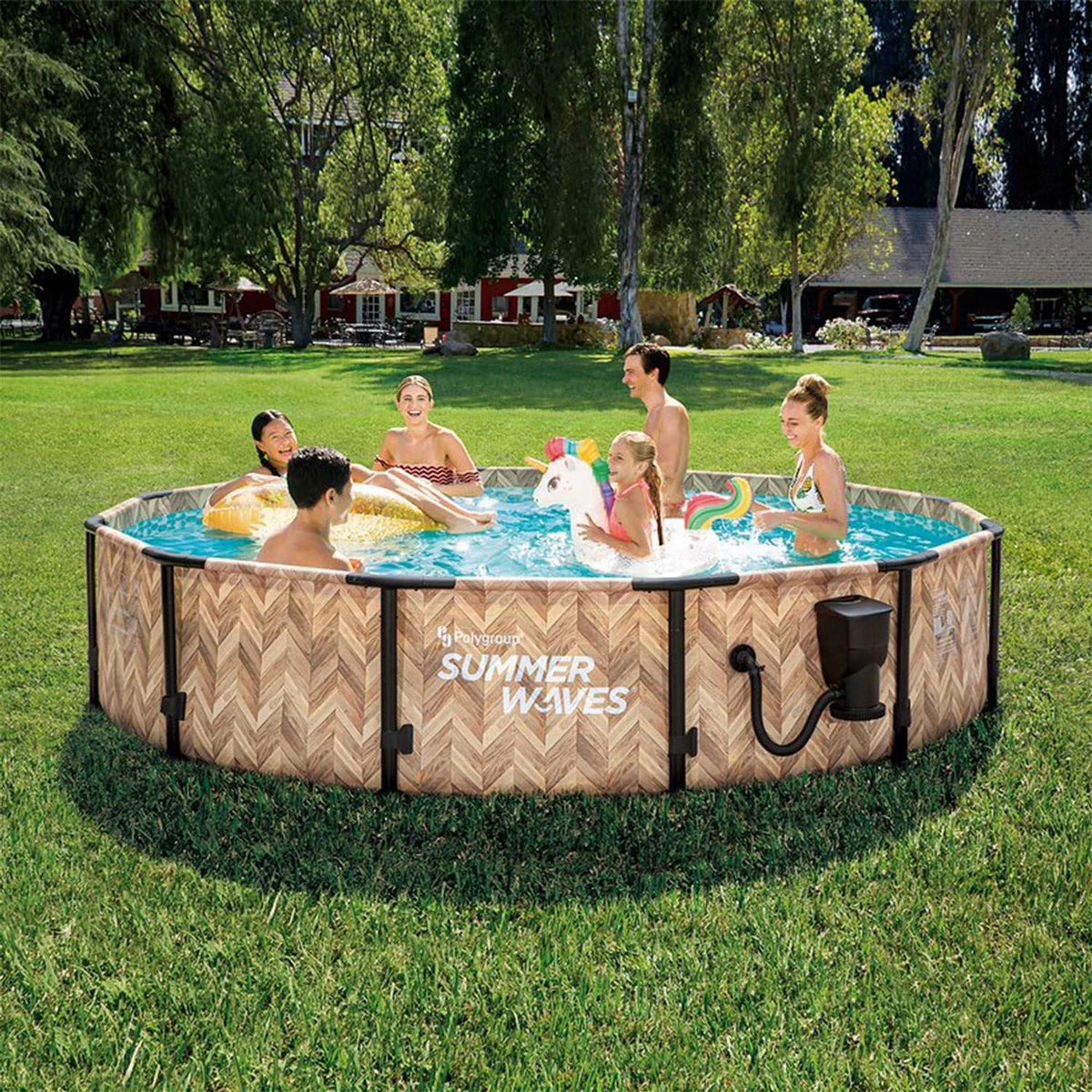 Summer Waves Elite Round Frame Above Ground Swimming Pool, 144.00 x 144.00 x 30.00 Inches
