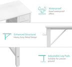 40 Inch Small White Computer Writing Desk With Fabric Drawers