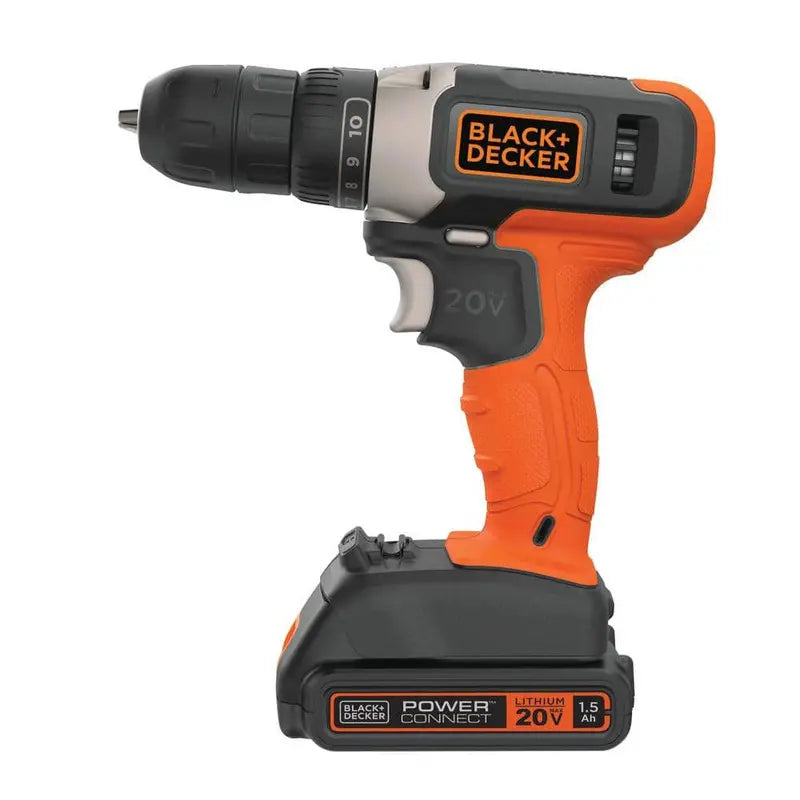 BLACK+DECKER 20V Lithium-Ion Cordless 3/8 in Drill/Driver With 1.5Ah Battery And Charger - BCD702C1