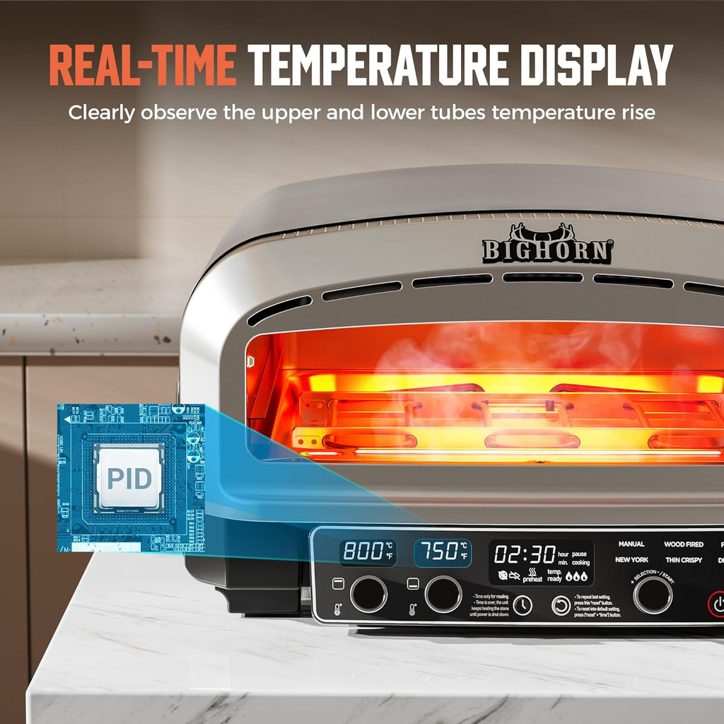 14-Inch Countertop Electric Pizza Oven, Stainless Steel