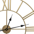 24 Inch Round Black Powder-Coated Metal Wall Clock With Gold-Tone Hands