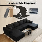 Settab Modular Sectional Sofa, 2 Seater Left-Facing Chaise, Black, 68.9 inch D x 107.5 inch W x 36.3 inch H