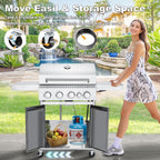 MELLCOM 4 Burner Propane Gas Grill With Cast Iron Grates And Side Stove, 44,000 BTU, Black - BBQ-4+1