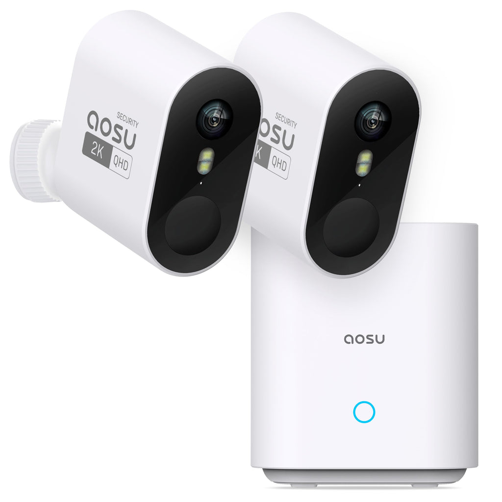 Wireless Outdoor Security Camera System 2K HD 2-Cam Kit 166 Degree Wide Angle