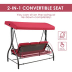 Arlopu 3-Person Outdoor Convertible Porch Swing Glider With Canopy