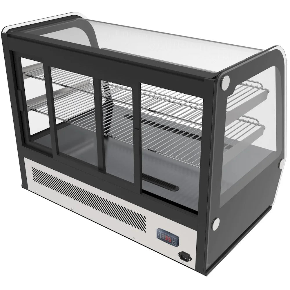 KoolMore 35 inch NSF Commercial Countertop Refrigerator Display Case, 5.6 Cu. Ft., Black And Stainless Steel - CDC-5C-BK