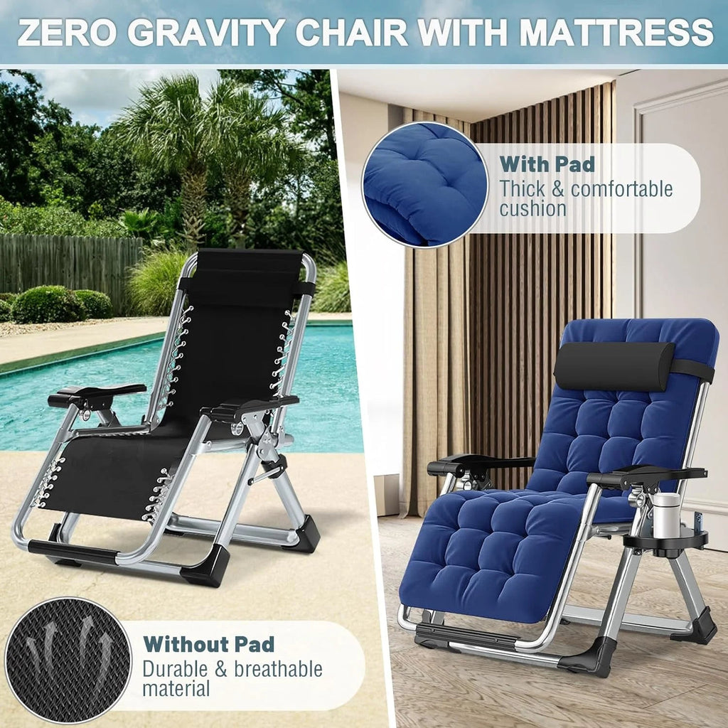 NAIZEA Zero Gravity Lawn Recliner Chairs, 2 Pack, Black