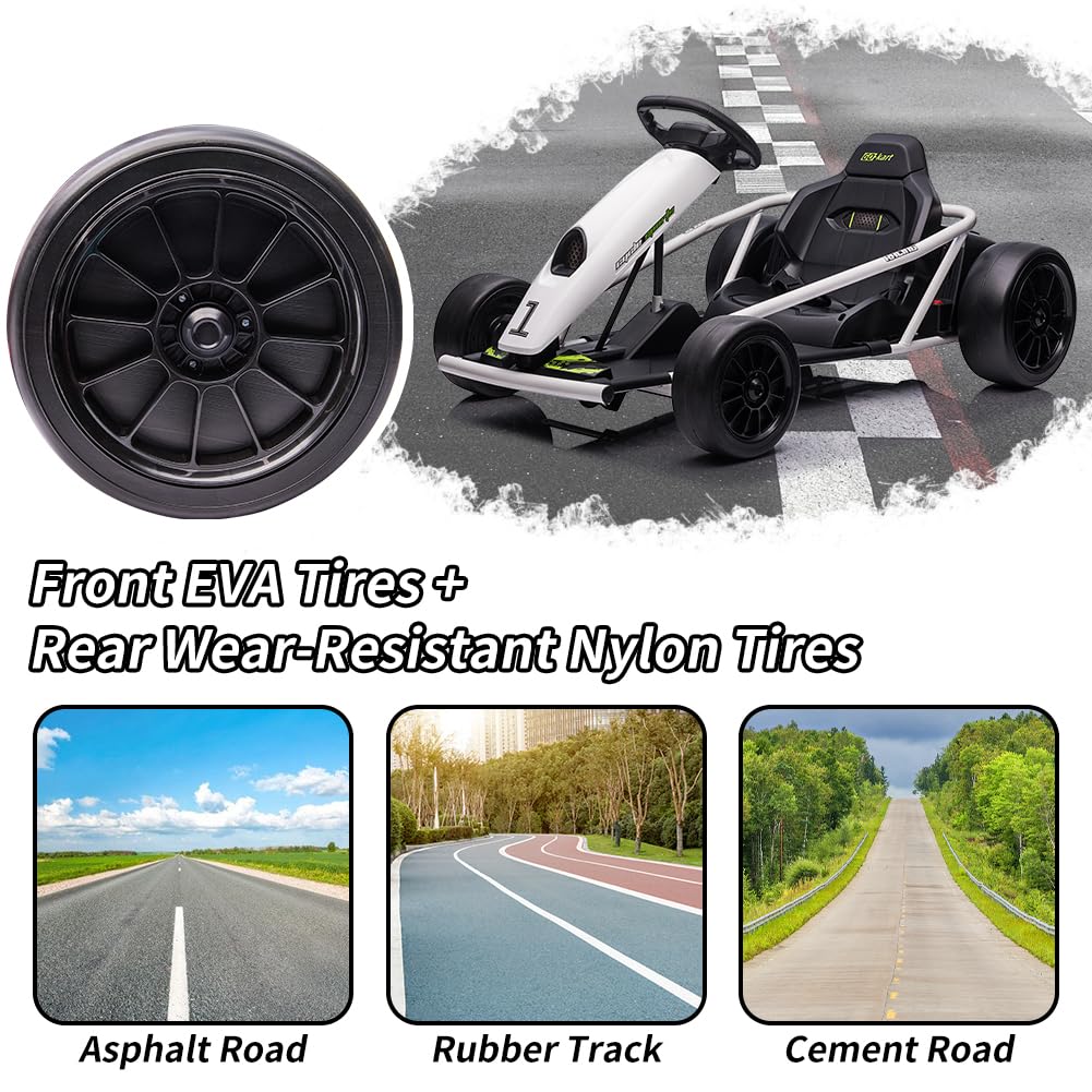 Electric Go-Kart For Kids Ages 8-12, 24V 9Ah Battery, Dual 300W Motors