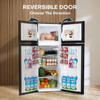 Upstreman 4 Cubic Feet Double Door Mini Refrigerator With Freezer, Black - BR401