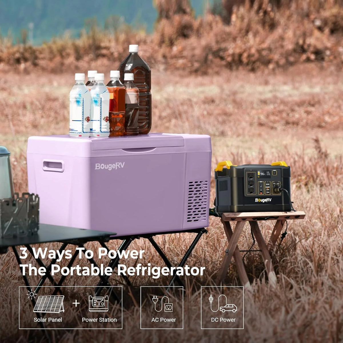 BougeRV 23 Quart Portable Car Refrigerator Freezer, Grey, 12/24V DC - CR22
