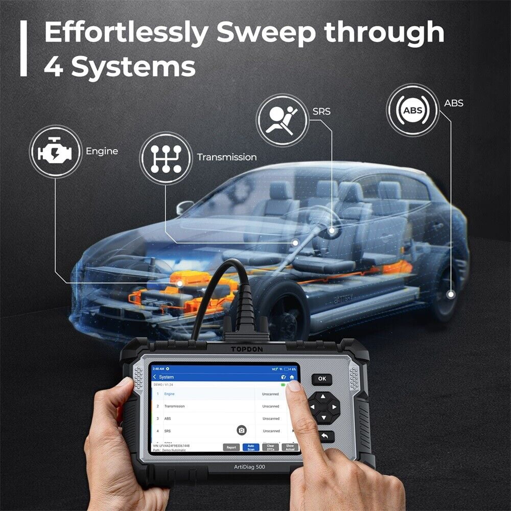 TOPDON Car Diagnostic Scanner With Engine, ABS, SRS, Transmission And CAN Tests - ArtiDiag500