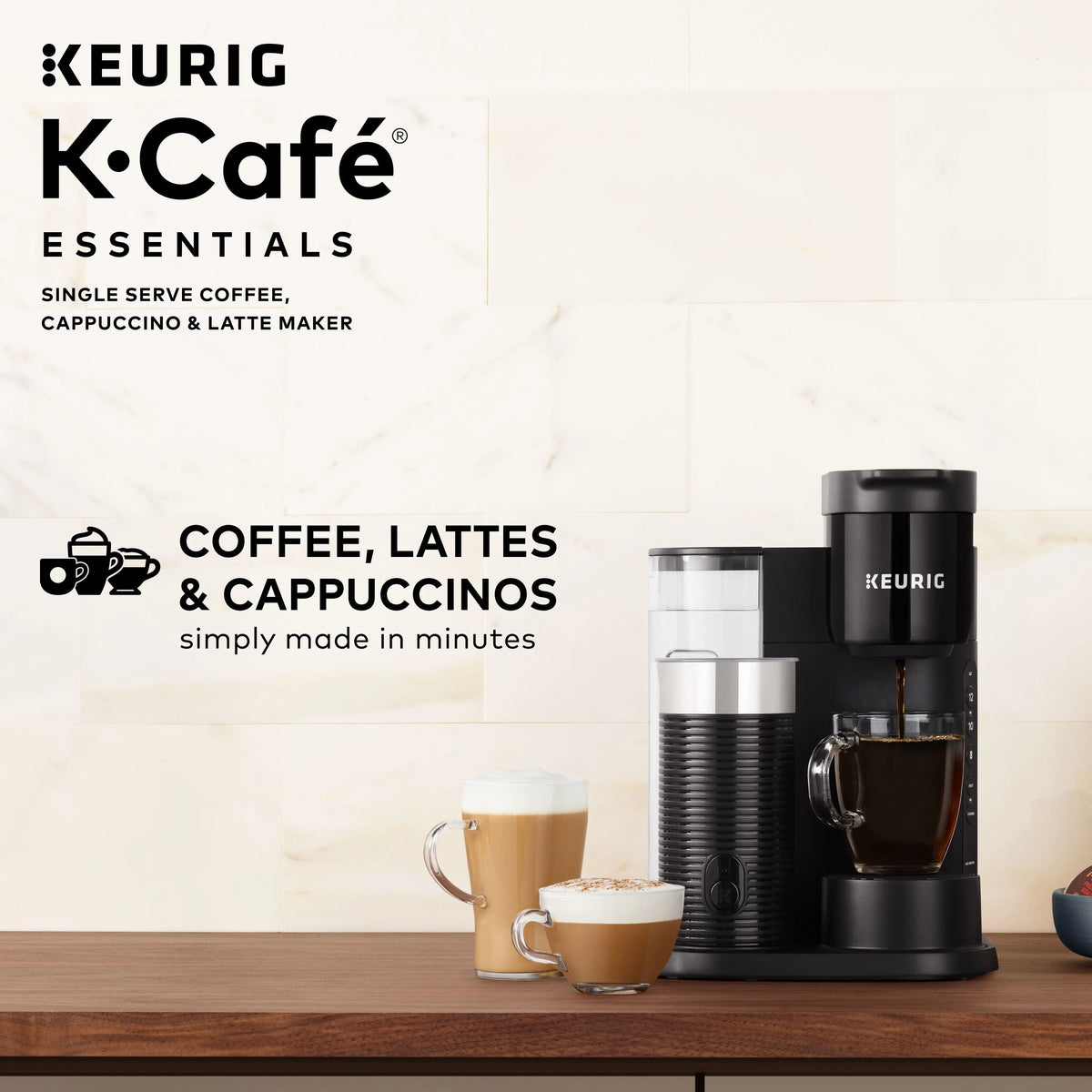 Keurig K-Cafe Essentials Single Serve K-Cup Pod Coffee Maker With Milk Frother, Black