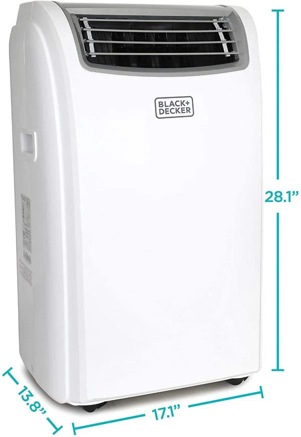 BLACK+DECKER Portable Air Conditioner With Heat And Remote Control, 14,000 BTU, White
