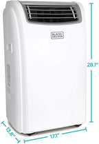 BLACK+DECKER Portable Air Conditioner With Heat And Remote Control, 14,000 BTU, White