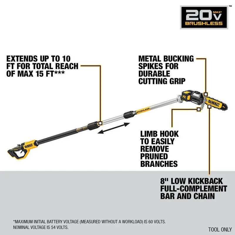 DEWALT 20V MAX 8 in Pole Saw Bare Tool - DCPS620B