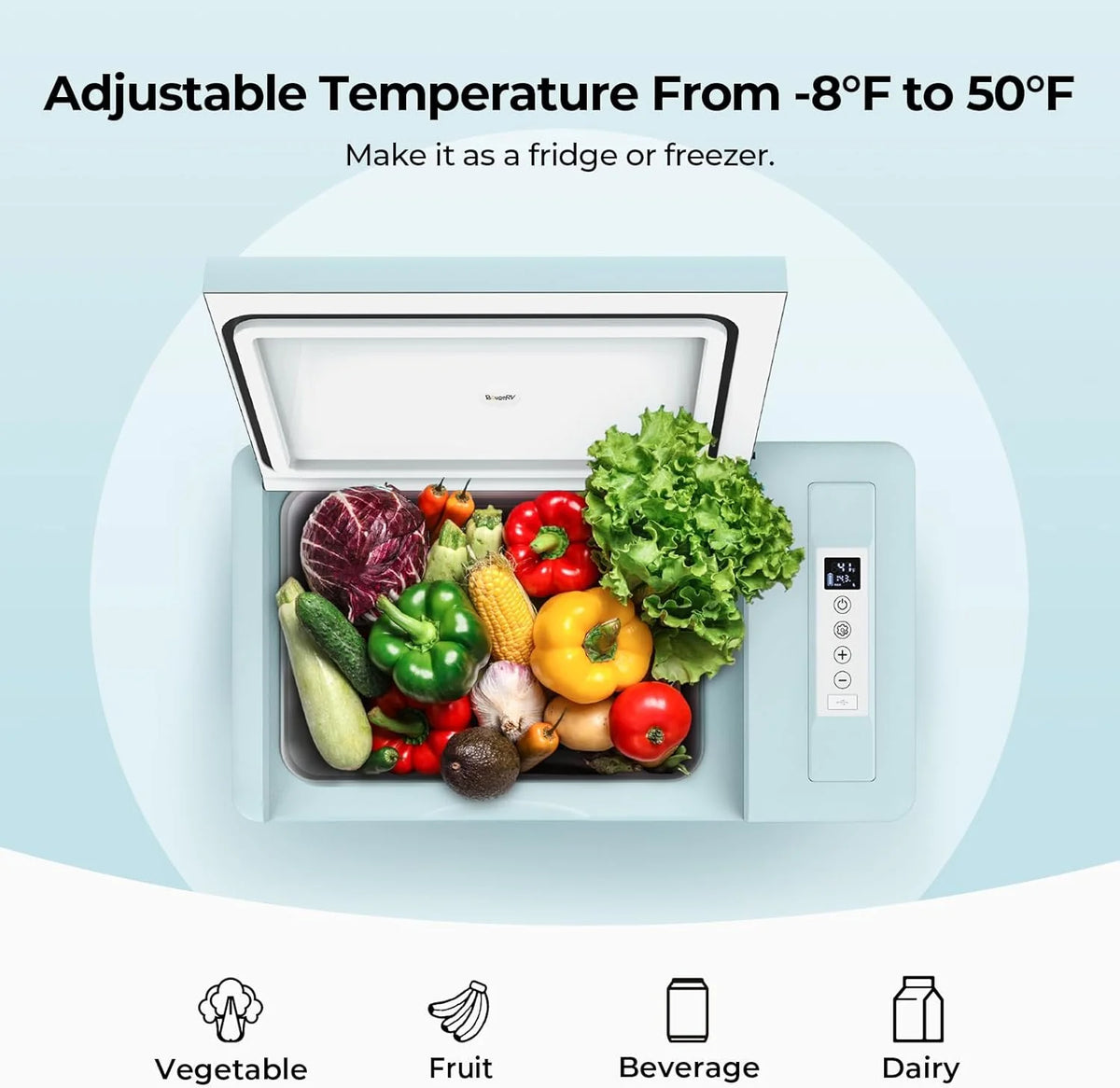 BougeRV 23 Quart Portable Car Refrigerator Freezer, Grey, 12/24V DC - CR22