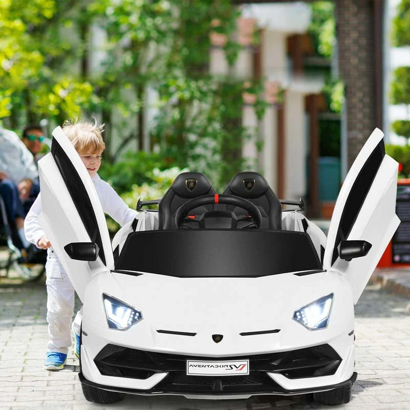 Licensed Lamborghini SVJ Kids Ride-On Car, 12V Battery Powered - Red, White, Black, Green Or Pink