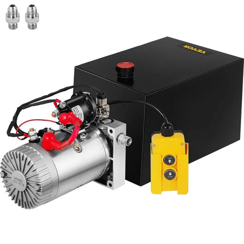 12 Qt 12-Volt 3200 PSI Single-Acting Hydraulic Power Pump With Steel Reservoir