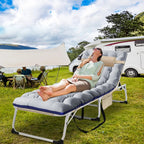 Slsy 5-Position Adjustable Folding Lounge Chair And Cot - 75.2" x 25.6" x 11.8"
