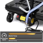 17 Gal Electric Oil Drain Cart With 110V Pump And 8 Ft Hose - Low Profile Folding T-Handle