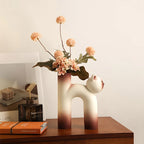 Ceramic Cat Decorative Vase With Matte Glaze - Tube Siamese Cat