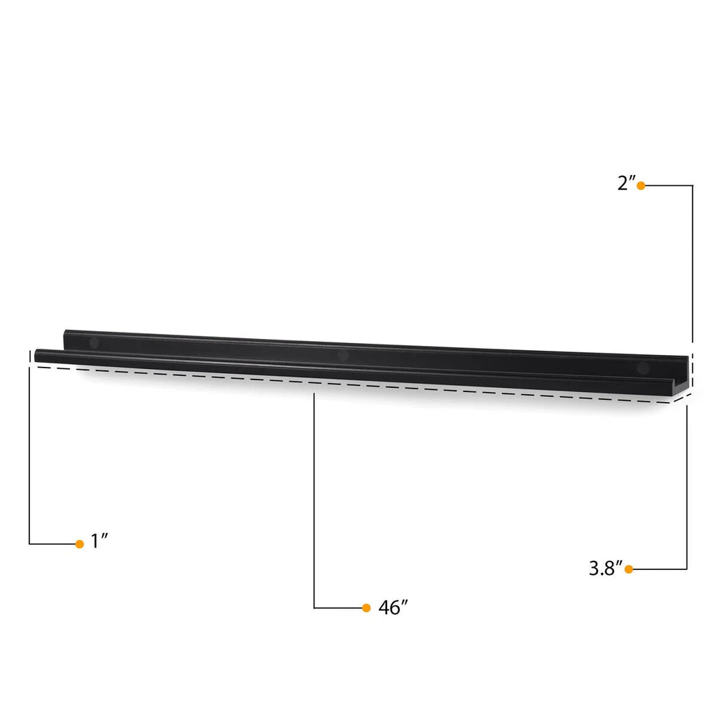 Floating Wall Shelves, Set Of 4, 46 x 3.8 x 2 Inch MDF Wood Picture Ledges