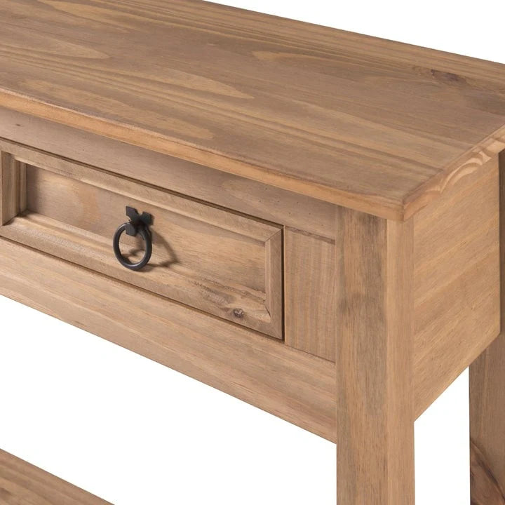 Solid Pine Wood Console Table With 3 Drawers - 47.99in W x 12.64in D x 28.82in H