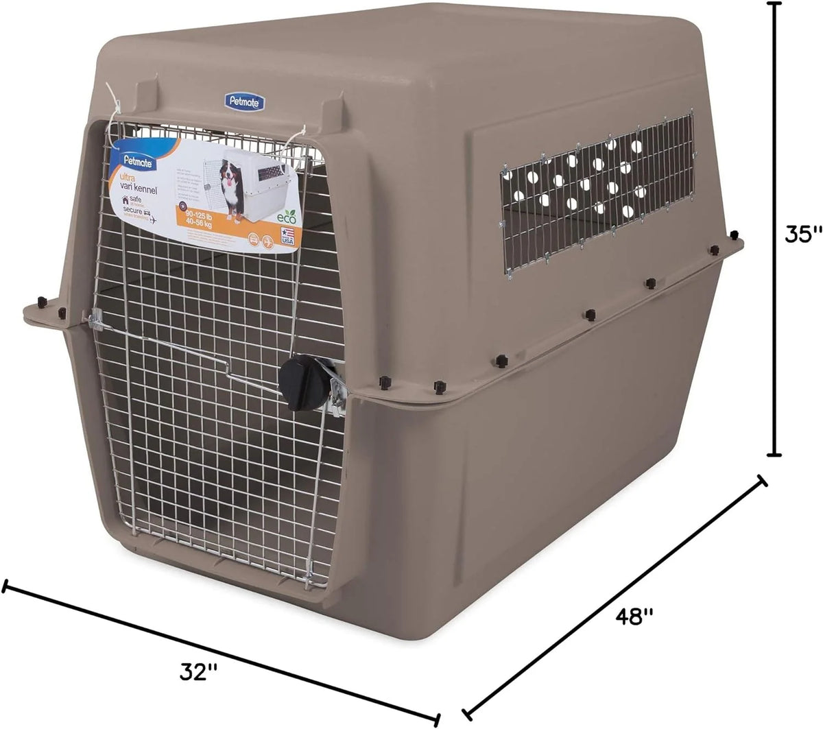 Petmate Ultra Vari Dog Travel Kennel, 48 in Long, 90 to 125 lbs - Taupe Black