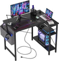 40 Inch L-Shaped Computer Desk With Power Station And Storage Shelves