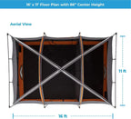 CORE 12 Person Straight Wall Cabin Tent, 16 x 11 Feet, Orange - SUVELAM