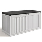 Asofer Resin Deck Box, 100 Gallon, Beige/Brown, 50.4in L x 24.8in W x 25.2in H