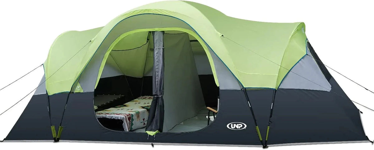 unp 10-Person Camping Tent, 18ft x 9ft x 78in, 2 Rooms, 5 Mesh Windows