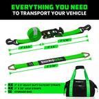 Rhino USA Car Tie-Down Straps With J Hooks, 4-Pack, 2 Inch x 8 Feet, Black - HDKIT-P 2IN-HDKIT