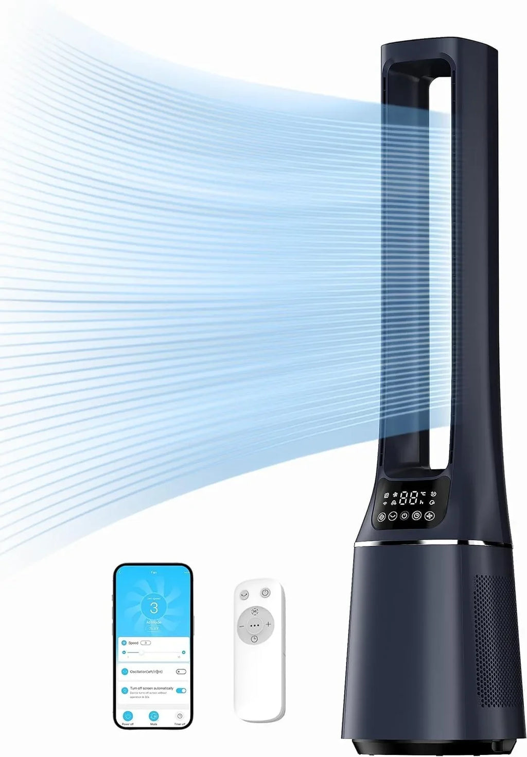 Midea 2-in-1 Bladeless Tower Fan And Air Purifier, H13 True HEPA, 47.6 m2 - MFP-120i (BL)