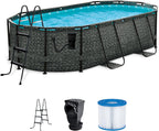 Funsicle Oasis Designer Oval Above-Ground Pool Set, 167 x 98 x 39.5 Inches - Dark Herringbone Gray