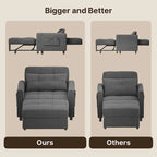 3-in-1 Pull-Out Sofa Bed Sleeper Chair, Adjustable Upholstered Lounge Couch