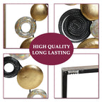Modern Abstract Metal Wall Decor Panels, Set Of 2, Gold Silver And Black