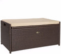 Barton Rattan Style Outdoor Storage Bench, 60-Gallon, Brown - With Seat Cushion