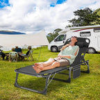 Slsy 5-Position Adjustable Folding Lounge Chair And Cot - 75.2" x 25.6" x 11.8"
