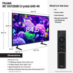 Samsung 85 inch Crystal UHD 4K Smart TV With HDR - DU7200B