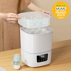 3-In-1 Baby Bottle Steam Sterilizer And Dryer, 9 Bottles, White