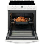 30 in. 5.0 Cu. Ft. Single Oven Electric Range, White With NVS Black Glass