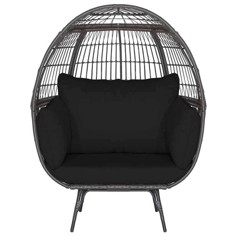 Oversized Wicker Egg Chair With 4 Cushions, 43 x 32.5 x 57 in