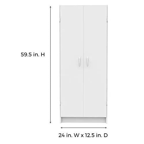 ClosetMaid Pantry Cabinet With 2 Doors, 4 Interior Shelves, 59.5 in H x 12.5 in D x 24 in W