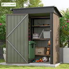 Patiowell Outdoor Storage Shed 5x3 FT Galvanized Steel Coffee Brown