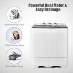 Costway Double Tub Washing Machine, 26 lb Capacity, 18 lb Wash, 8 lb Spin, Drain Pump