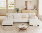 U-Shaped Sectional Sofa, 4 Seat Chenille Grey, 44.1in D x 110.2in W x 15.7in H