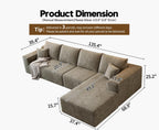 Settab Modular Sectional Sofa, 2 Seater Left-Facing Chaise, Black, 68.9 inch D x 107.5 inch W x 36.3 inch H